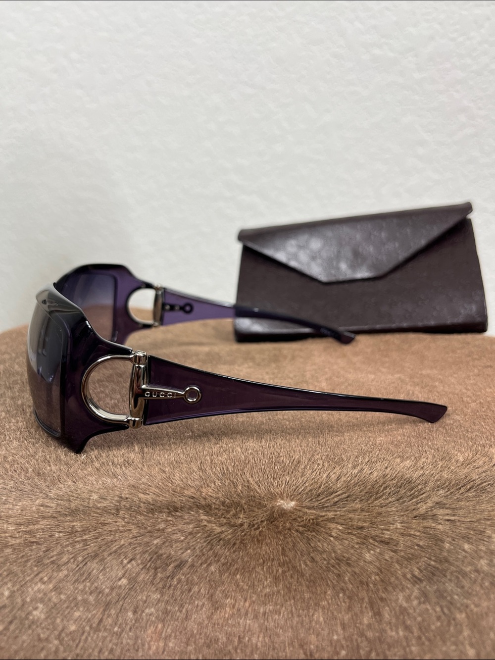 VTG Gucci 2562S Purple Gradient Horse Bit Square Sunglasses Y2K Violet 60 15 115